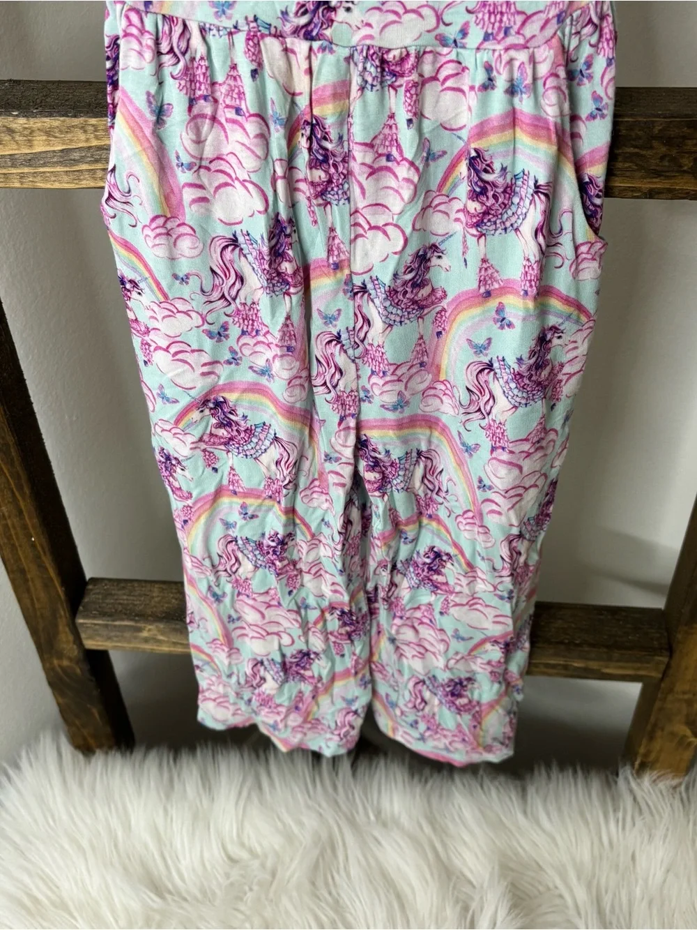 Posh Peanut Girls' Unicorn & Rainbow Knit Jumpsuit Size 18-24M